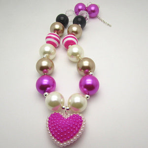 Kids Heart Jewelry Set Beaded 42cm Necklace & Bracelet. Free shipping to N.A.