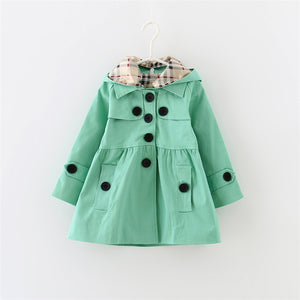 Spring & Autumn girls trench coat w/ Hoodies - Free Shipping to N.A.