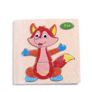 15x15cm Jigsaw adorable animals children puzzle wooden - Free Shipping to N.A.