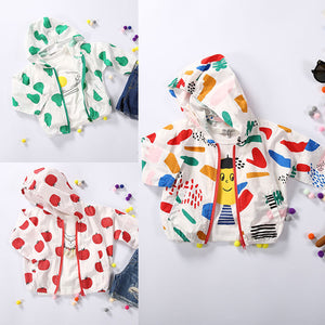 Lightweight Summer Hooded Printed Fruits Outerwear Jacket for Kids - Free Shipping to N.A.