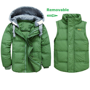 Boys Down Warm Winter Jacket and Vest, convertible