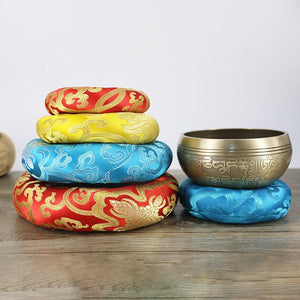 Singing Bowl Cushion Comfortable Decoration Buddhism Round Tibetan Bowl Cushion Soft Portable Holder Cotton Blend Ring Handmade