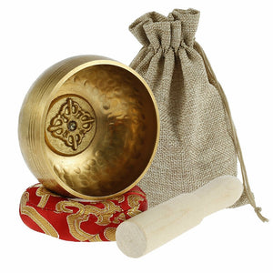 Buddhism Singing Bowl With Wooden Stick Hammer Washer Cloth Bag Set For Yoga Healing Relaxing Decoration Crafts