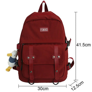 Women Waterproof Nylon Backpack Student Cute School Bag Kawaii Girl Backpack Laptop Female Fashion Book Bag Buckle Ladies Luxury