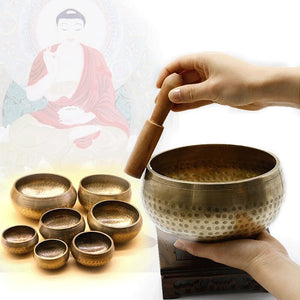 Tibetan Buddhism Singing Bowl Hand Hammered Yoga Copper Chakra Meditation Gift 62KC