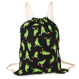 43cm Leaf and Caterpillar Canvas Drawstring Backpack Gym Beach Pool Bag - Free Shipping to N.A.