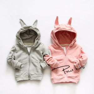 Boys and girls Coats Rabbit style cotton coat Unisex children hoodies - Free Shipping to N.A.