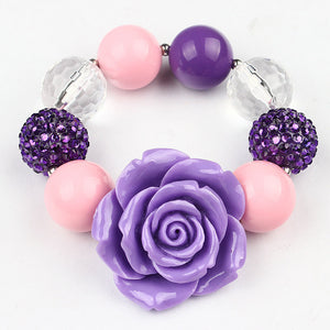 Romantic Purple Rose Resin Flower Kids Charm Bracelets - Free Shipping to N.A.