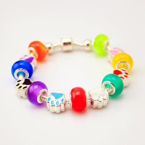 20 cm Rainbow Silver Plated European Brand Style Bear Claw Opal Beads Bracelets - Free Shipping to N.A.