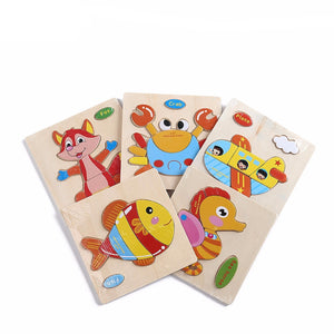 15x15cm Jigsaw adorable animals children puzzle wooden - Free Shipping to N.A.