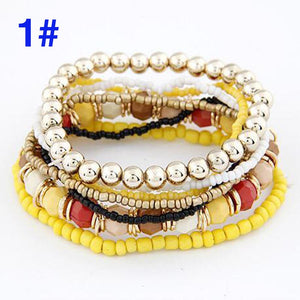 5pcs/ Set Beaded Bracelet Bohemian Girl - Free Shipping to N.A.