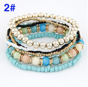 5pcs/ Set Beaded Bracelet Bohemian Girl - Free Shipping to N.A.