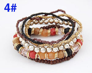 5pcs/ Set Beaded Bracelet Bohemian Girl - Free Shipping to N.A.