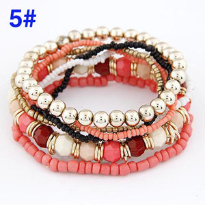 5pcs/ Set Beaded Bracelet Bohemian Girl - Free Shipping to N.A.