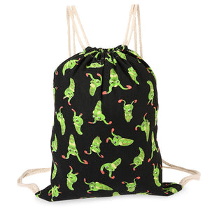 43cm Leaf and Caterpillar Canvas Drawstring Backpack Gym Beach Pool Bag - Free Shipping to N.A.