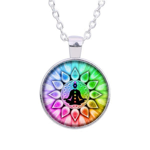 Colorful Flower of Life Glass Pendant & Necklace - Free Shipping Throughout North America - Please allow 15-30 days