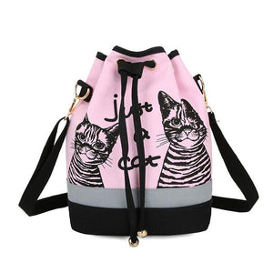 31cm Lovely Cat Prints School Backpack with Drawstring - Free Shipping to N.A.