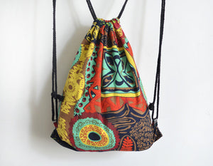 42cm Drawstring Backpack Bohemia Color Pattern Canvas Beach and Pool Bag - Free Shipping N.A.