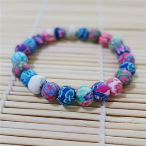 8mm clay beads handmade elastic bracelet for girls - Free Shipping to N.A.