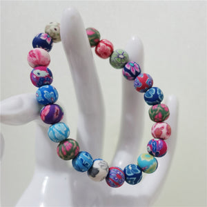 8mm clay beads handmade elastic bracelet for girls - Free Shipping to N.A.