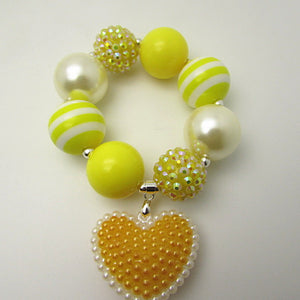 Kids Heart Jewelry Set Beaded 42cm Necklace & Bracelet. Free shipping to N.A.