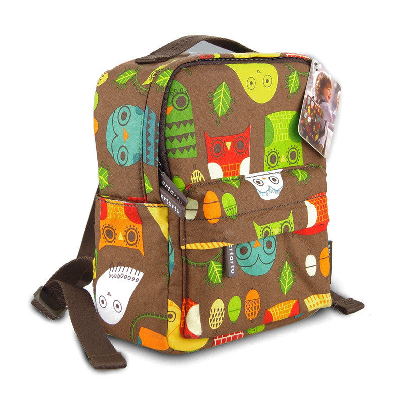 24cm Kids Cartoon School Backpack kids travel bag Owls, Dots, Flowers
