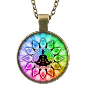 Colorful Flower of Life Glass Pendant & Necklace - Free Shipping Throughout North America - Please allow 15-30 days