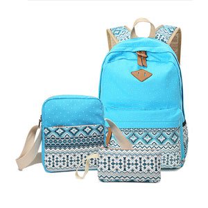 3 piece 44cm canvas backpack with shoulder bag and pencil case - Free Shipping N.A.