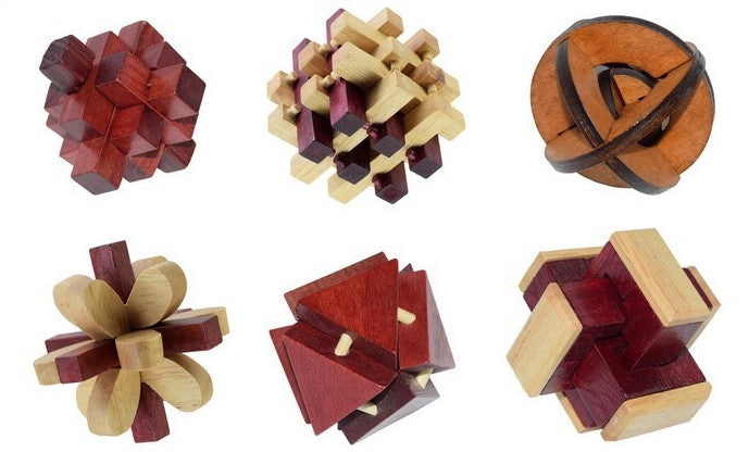 Wooden Cube 3D IQ puzzle game brain teaser 18 pcs