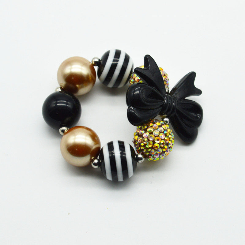 Children Black Bow Chunky Beads Bracelet - Free Shipping to N.A.