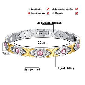 New!  Crystal Gem Girls and Women's Bracelet Stainless Steel. Free Shipping Throughout North America. Please allow 16-26 days for delivery