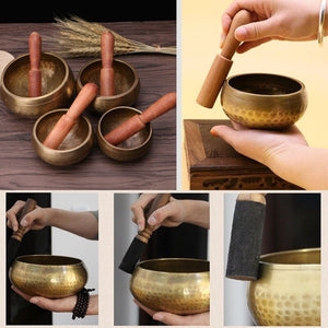 Tibetan Buddhism Singing Bowl Hand Hammered Yoga Copper Chakra Meditation Gift 62KC