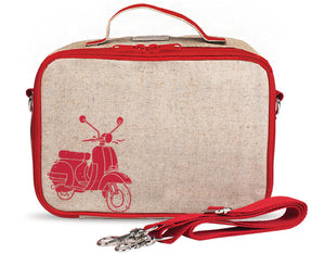 Red Vespa Scooter Lunch Box - Raw Linen