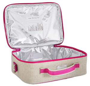 Pink Birds Lunch Box - Raw Linen