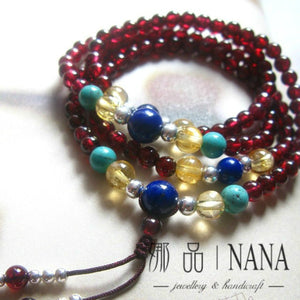 Natural Garnet Bracelet with yellow crystal - Free Shipping to N.A.