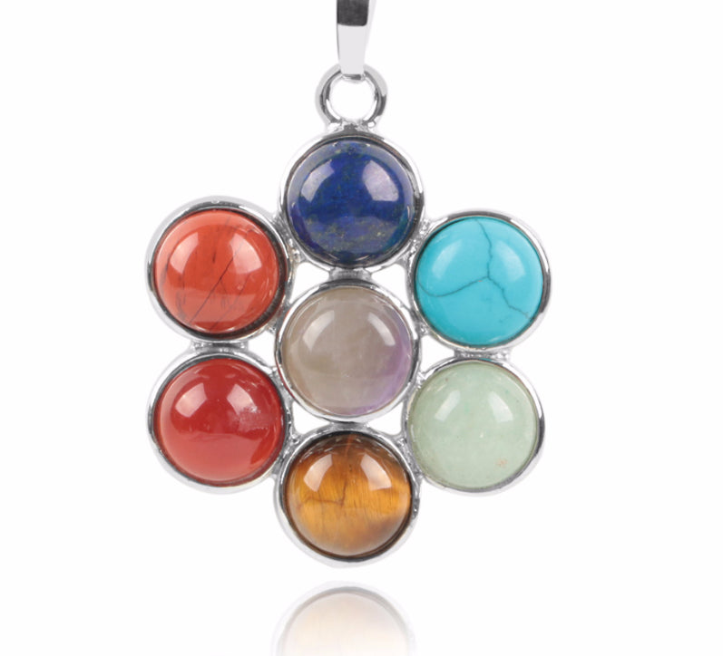 Chakra Natural Stones Pendant & Necklace - Free Shipping Throughout North America. Please allow 15-30 days