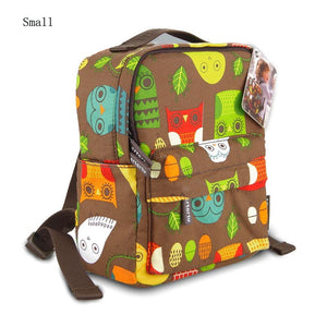 24cm Kids Cartoon School Backpack kids travel bag Owls, Dots, Flowers