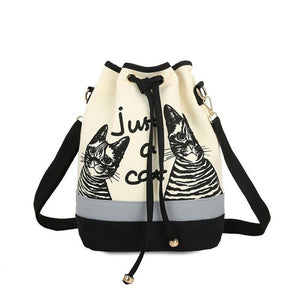 31cm Lovely Cat Prints School Backpack with Drawstring - Free Shipping to N.A.