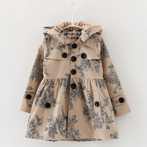Spring & Autumn girls trench coat w/ Hoodies - Free Shipping to N.A.
