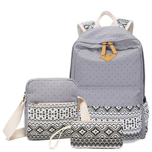 3 piece 44cm canvas backpack with shoulder bag and pencil case - Free Shipping N.A.