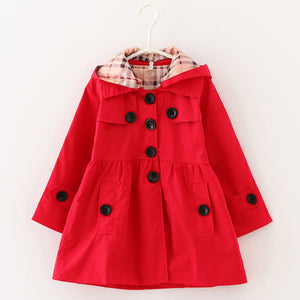 Spring & Autumn girls trench coat w/ Hoodies - Free Shipping to N.A.